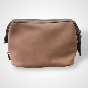 Icelandair Travel Makeup Toiletry Cosmetic Bag Pouch Brown 8x5" Horseshoe Lining